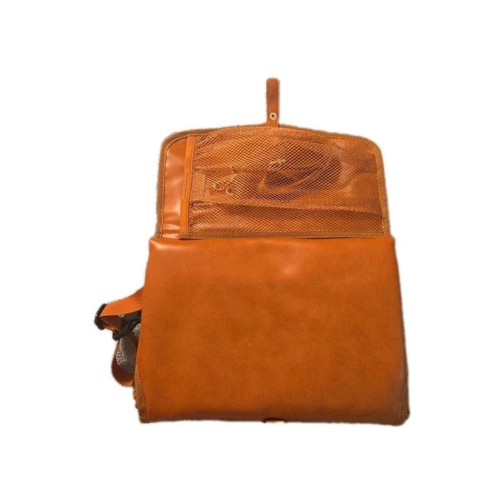 Yola Hippo Baby Vegan Leather Diaper Changing Pad W/Shoulder Strap Head Pillow